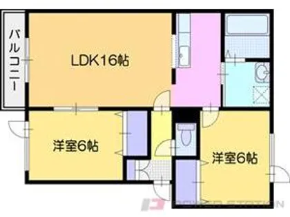 シャトン岩見沢B【2階】の間取り
