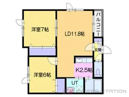 クラージュ入船【3階】の間取り