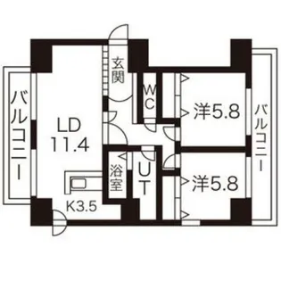 サンコート南8条【2階】の間取り