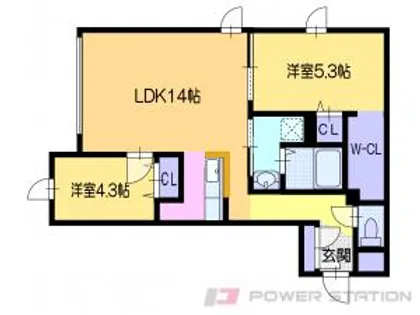 ネコオール小樽稲穂【1階】の間取り