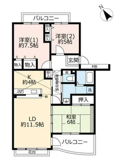 UR高槻・阿武山七番街【0050502号室】の間取り