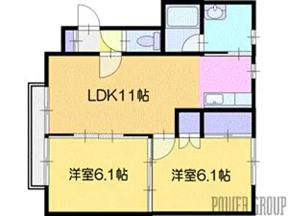 対雁コーポ【1階】の間取り