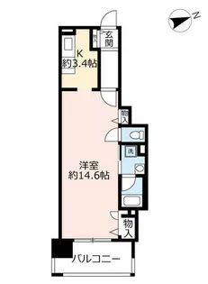 URアーベインなんば【0001009号室】の間取り