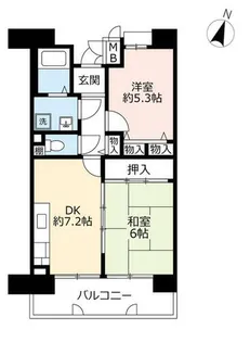 URアミティ中宮北町【0030701号室】の間取り