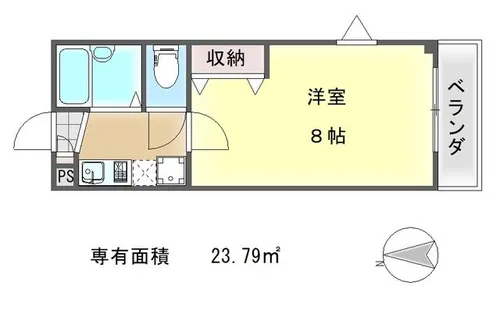 ラ・ヴィ一乗寺【1階】の間取り