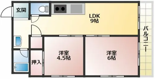 コーポカモン【302号室】の間取り