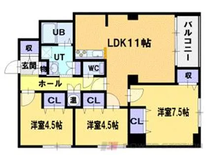 レーベン野幌【6階】の間取り