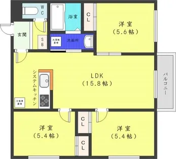 プレミア山の手【4階】の間取り