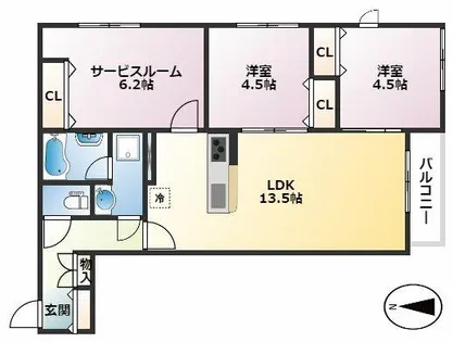 フォレスター御影【102号室】の間取り