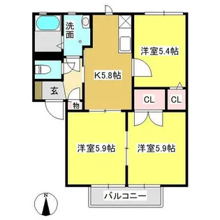 フローラルヒルズA【202号室】の間取り