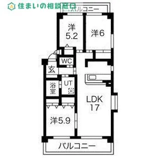 愛知県岡崎市宮地町字前畑【マンション】の間取り
