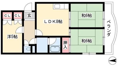 グランドハイツ服部【1階】の間取り