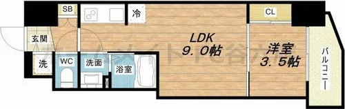 スワンズシティ谷町ブリエ【5階】の間取り