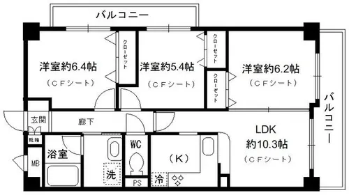 ファインコート鴻池南館【201号室】の間取り