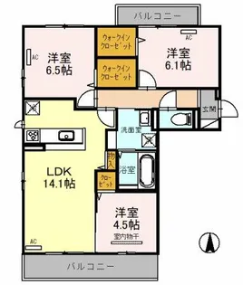 メルベイユさやか【3階】の間取り