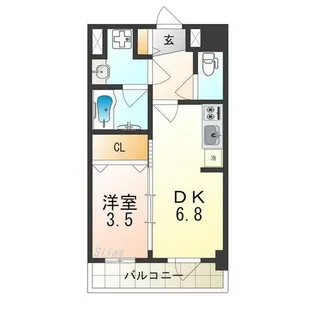 マンションはりげん鳳【6階】の間取り