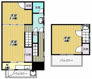 大阪府松原市天美西1丁目【一戸建】の間取り