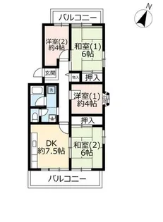 URグリーンタウン槇島【2060501号室】の間取り
