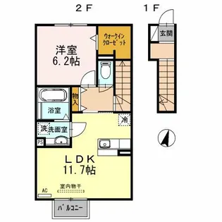 プランドール鳴尾【2階】の間取り