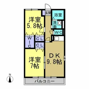 ハイム白山 Ⅰ【202号室】の間取り