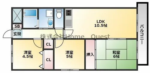ドゥヴァンルパルク川村【1階】の間取り