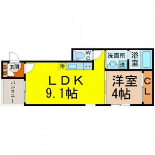 ルナソル【3階】の間取り
