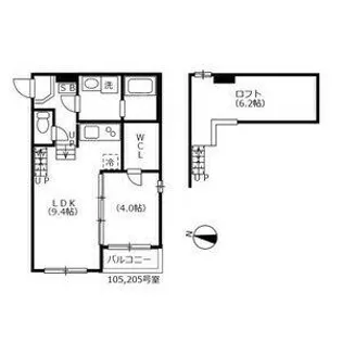 ハーモニーテラス六田【2階】の間取り