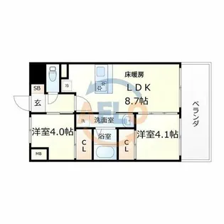 パラゴン勝山通り【6階】の間取り