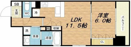 リーガル西長堀Ⅱ【15階】の間取り