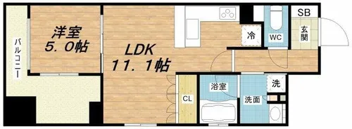 リーガル西長堀Ⅱ【12階】の間取り