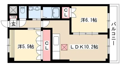 メゾン小六【202号室】の間取り