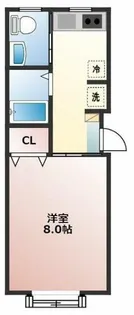 ミューズイン花中A【203号室】の間取り