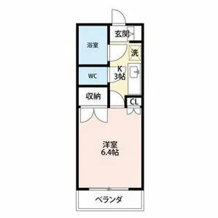 スタジオK(スタジオケイ)【1B号室】の間取り