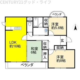 Losange(ロザーンジュ)【102号室】の間取り