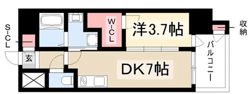 エステムコート名古屋新栄Ⅴラポール【606号室】の間取り