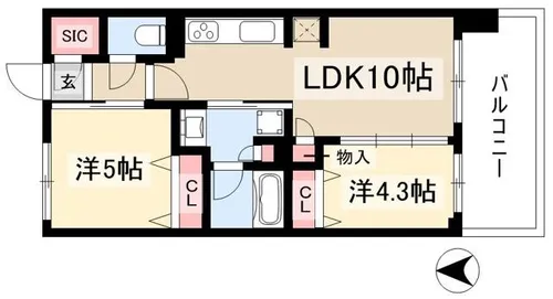 プレサンス ロジェ 名古屋浅間町ザ・レジデンス【9階】の間取り