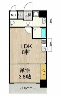 フロンティアタワー九条Ⅱ【4階】の間取り