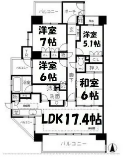 aLATO白壁東【6階】の間取り