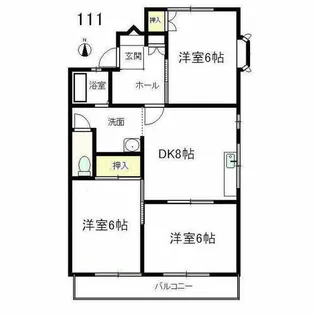 ひばりヶ丘ハイツF棟【111号室】の間取り