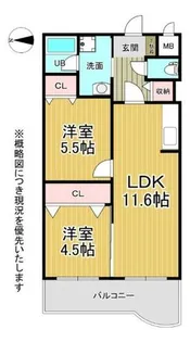 OMマンション東生駒【9階】の間取り