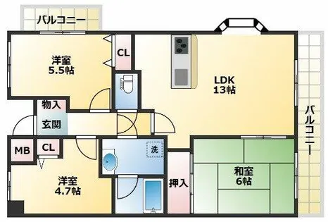 藤和ハイタウン【2階】の間取り