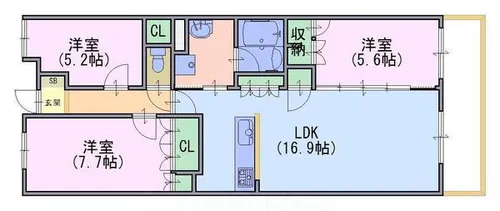 京都桂川つむぎの街グランスクエア1018号【10階】の間取り