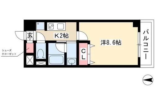 レジディア高岳【0408号室】の間取り