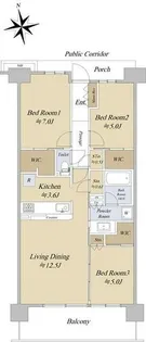 メガシティテラスⅡ街区【10階】の間取り