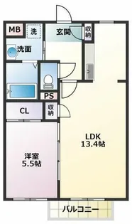クレア一本木【102号室】の間取り
