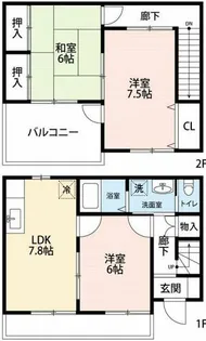 愛知県岡崎市北野町字畔北【タウンハウス】の間取り
