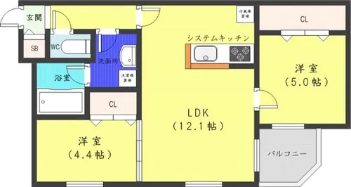 alesia北円山【2階】の間取り