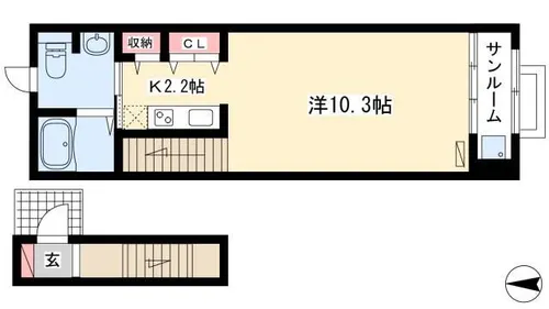 プロムナード Y【202号室】の間取り