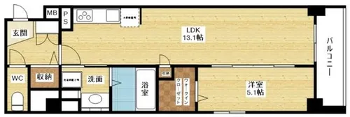 1LDKの間取り画像