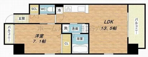 1LDKの間取り画像